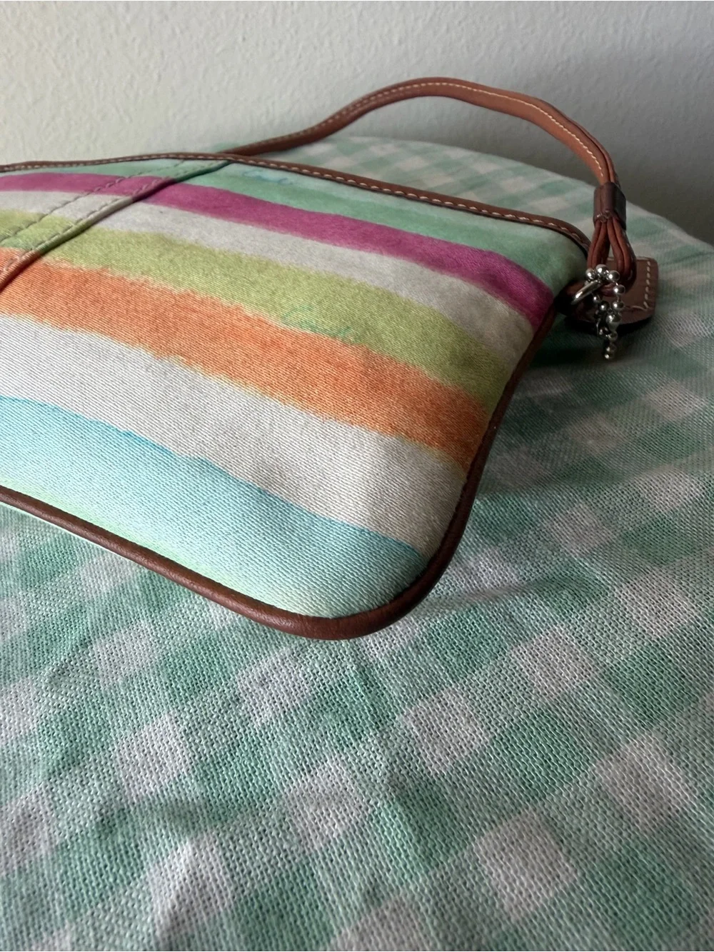 Vintage Coach Hampton Multicolor Watercolor Stripe Wristlet